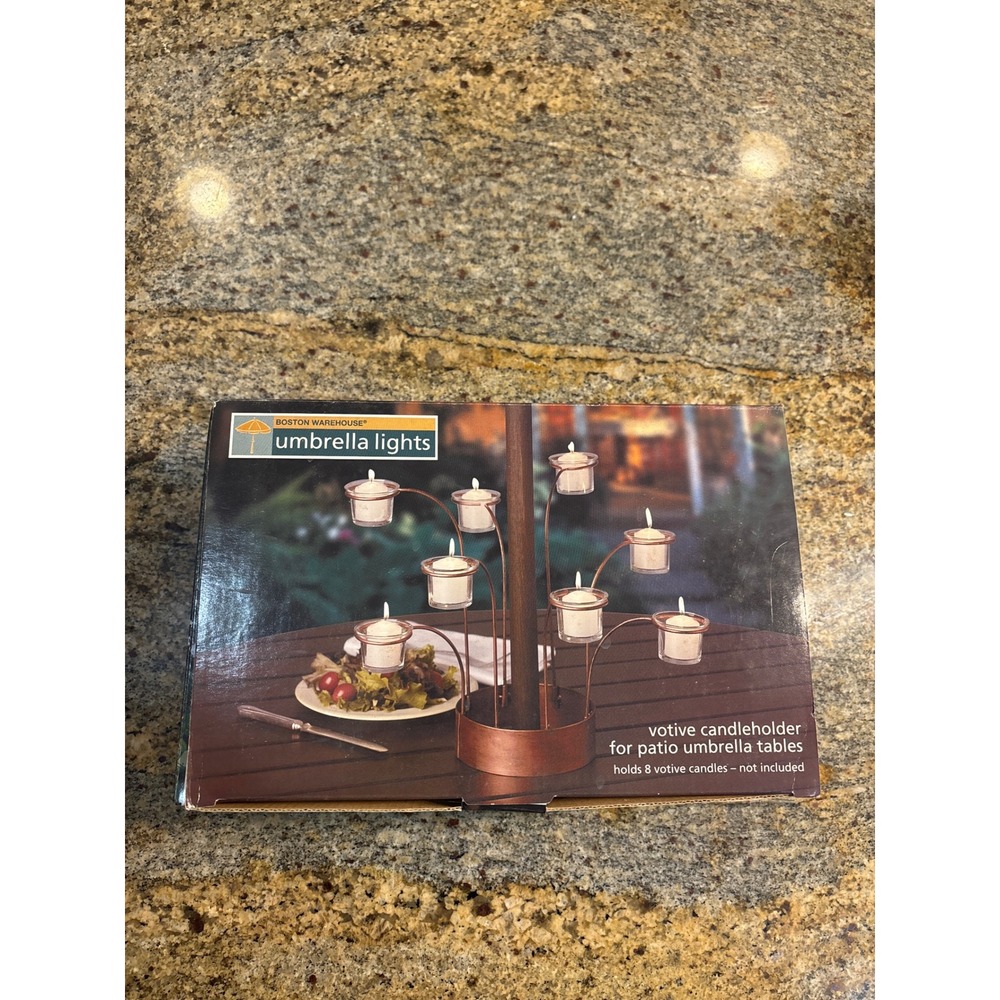 Vtg Boston Warehouse Flare Umbrella Lights Votive Candleholder Patio Table 30377